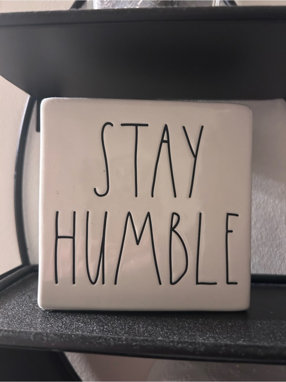 Rae Dunn White "Stay Humble" Decorative Tile